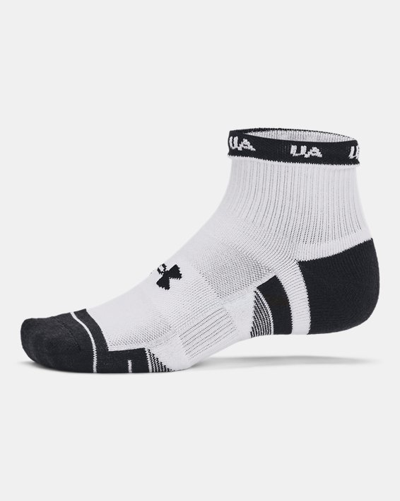 Unisex UA Performance Tech 3-Pack Quarter Socks in White image number 3